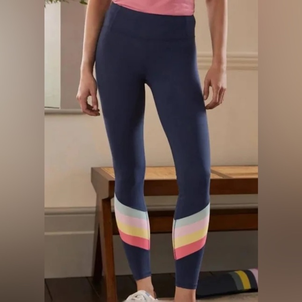 Boden Jessica Active Leggings in Navy Rainbow Stripe